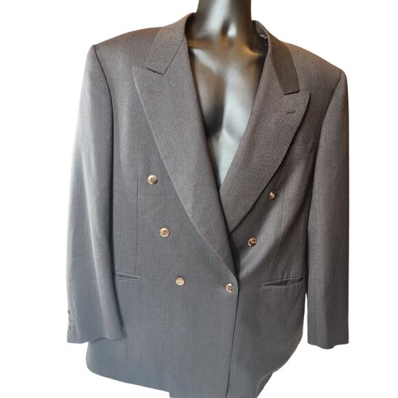 Canali Milano Blazer Jacket 58L US 48L Double Breasted Suit Coat Wool Italy - Picture 1 of 16